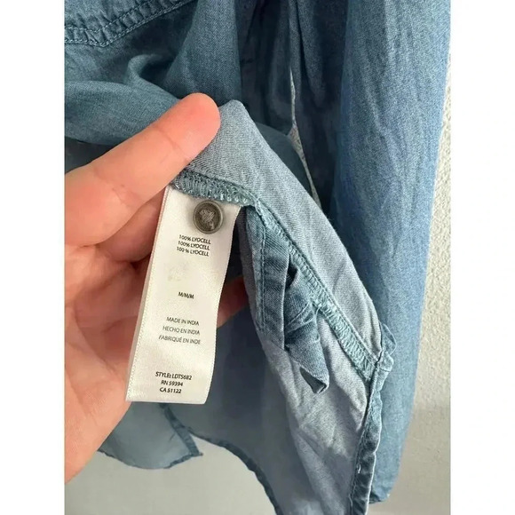 Beachlunchlounge Collection Denim Chambray Button Down S - Picture 6 of 7